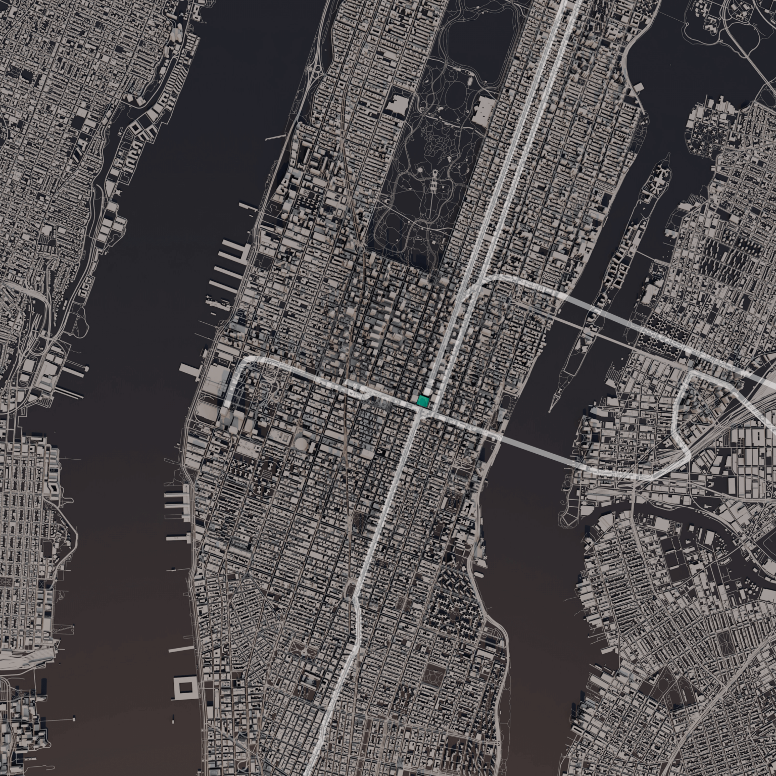 A satellite image of new york city.