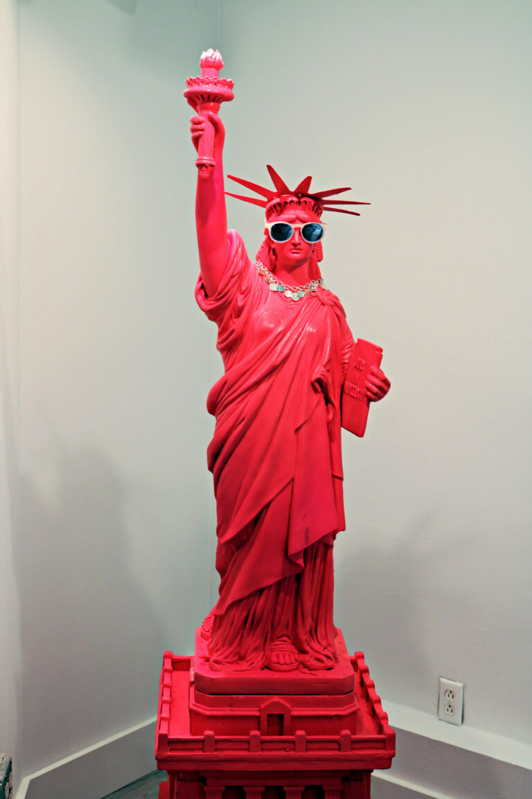 A statue of liberty in a room.